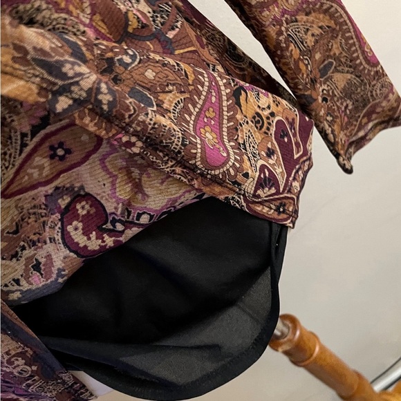 Vintage Access Paisley Long Sleeve Top Whimsigoth Casual Fall Grunge Fairy - Picture 2 of 8